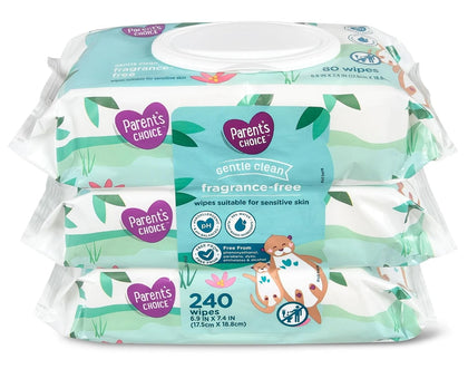 Gentle Clean Fragrance-free Unscented No Scent Baby Wet Wipes Suitable for Sensitive Skin Infused with Vitamin E and