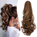 18" Wavy Ponytail Extension, Ash Blonde Mix Light Brown | Claw Clip, Long Pony Tails for Women, Wave Hairpiece