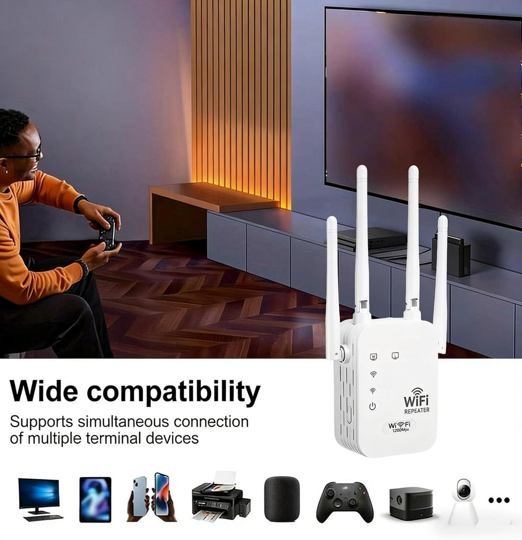 2026 WiFi Extenders Signal Booster for Home, 1200Mbps Dual-Band 5GHz 2.4GHz Signal Long Range Up to 10000 sq. ft & 50