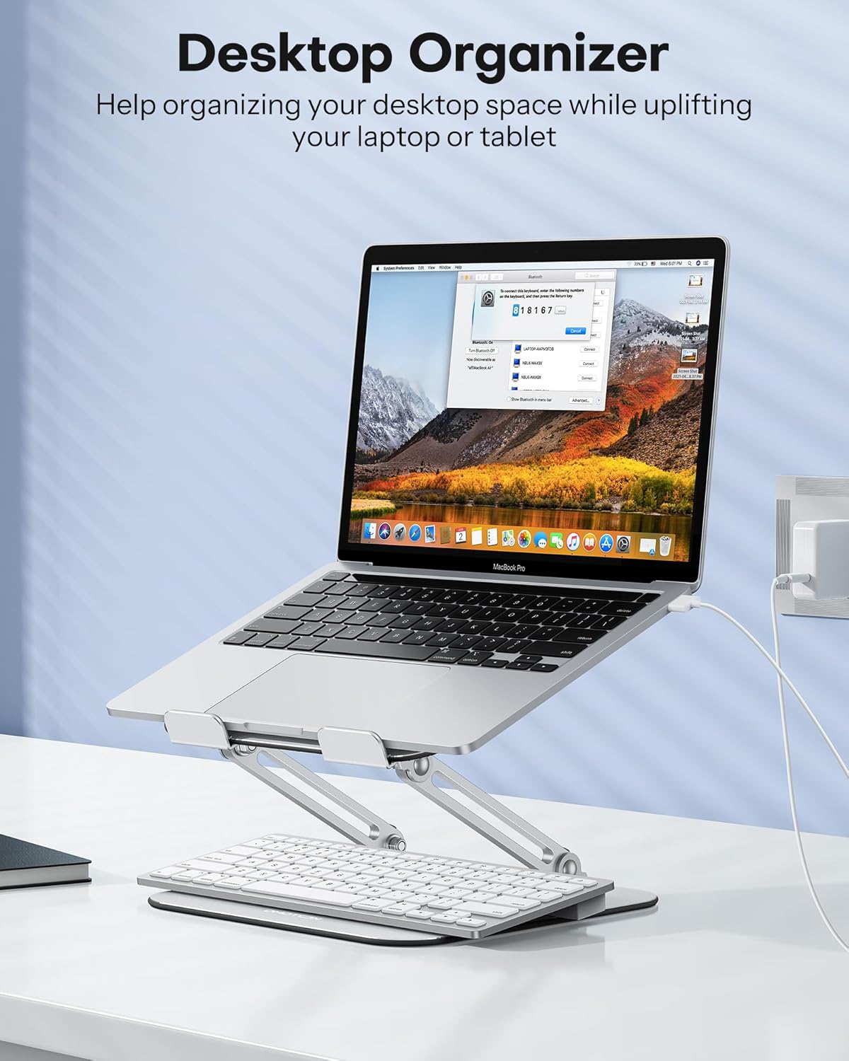 Laptop Stand for Desk, Ergonomic Metal Adjustable Laptop Stand, Laptop Holder Riser with Cooling Function, Computer