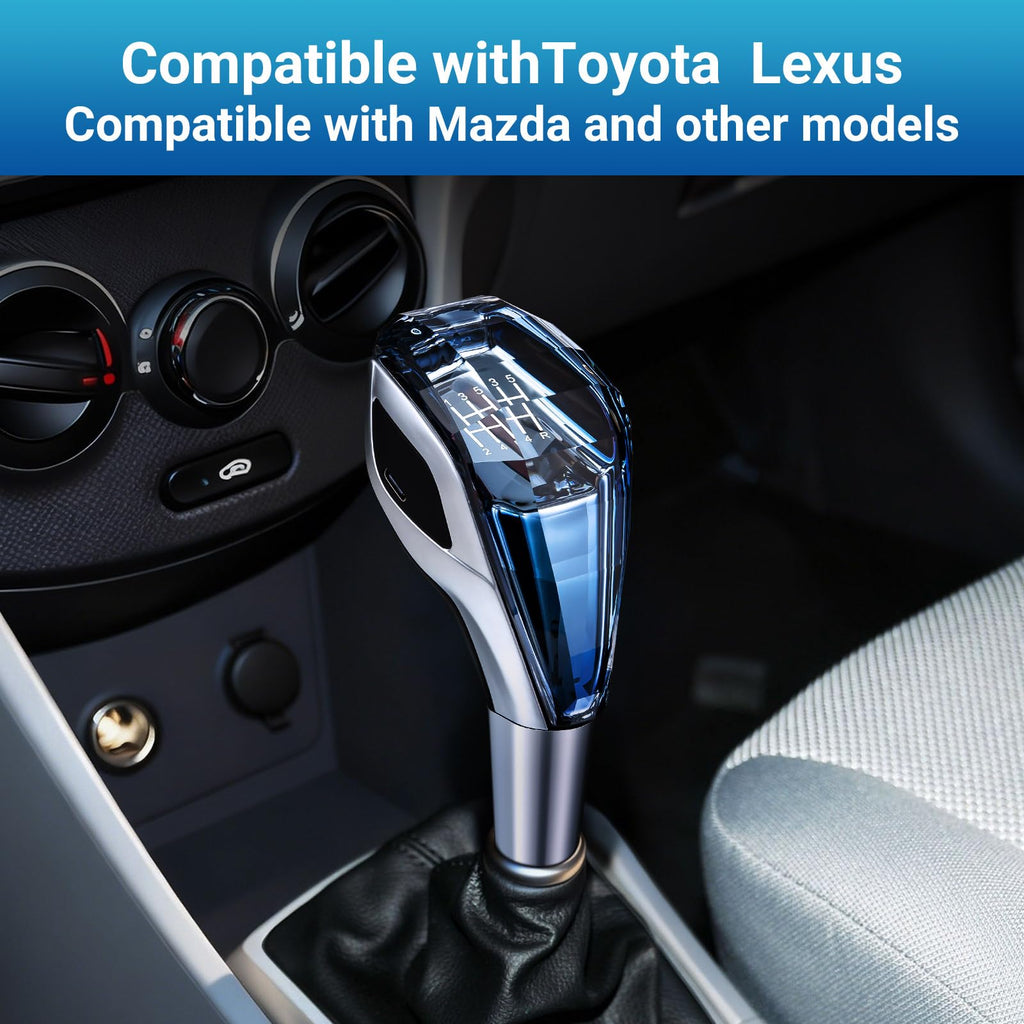 Crystal Shift knobs， Button LED Touch-Activated Illuminated Gearbox Shift Lever Compatible with Lexus Toyota Mazda