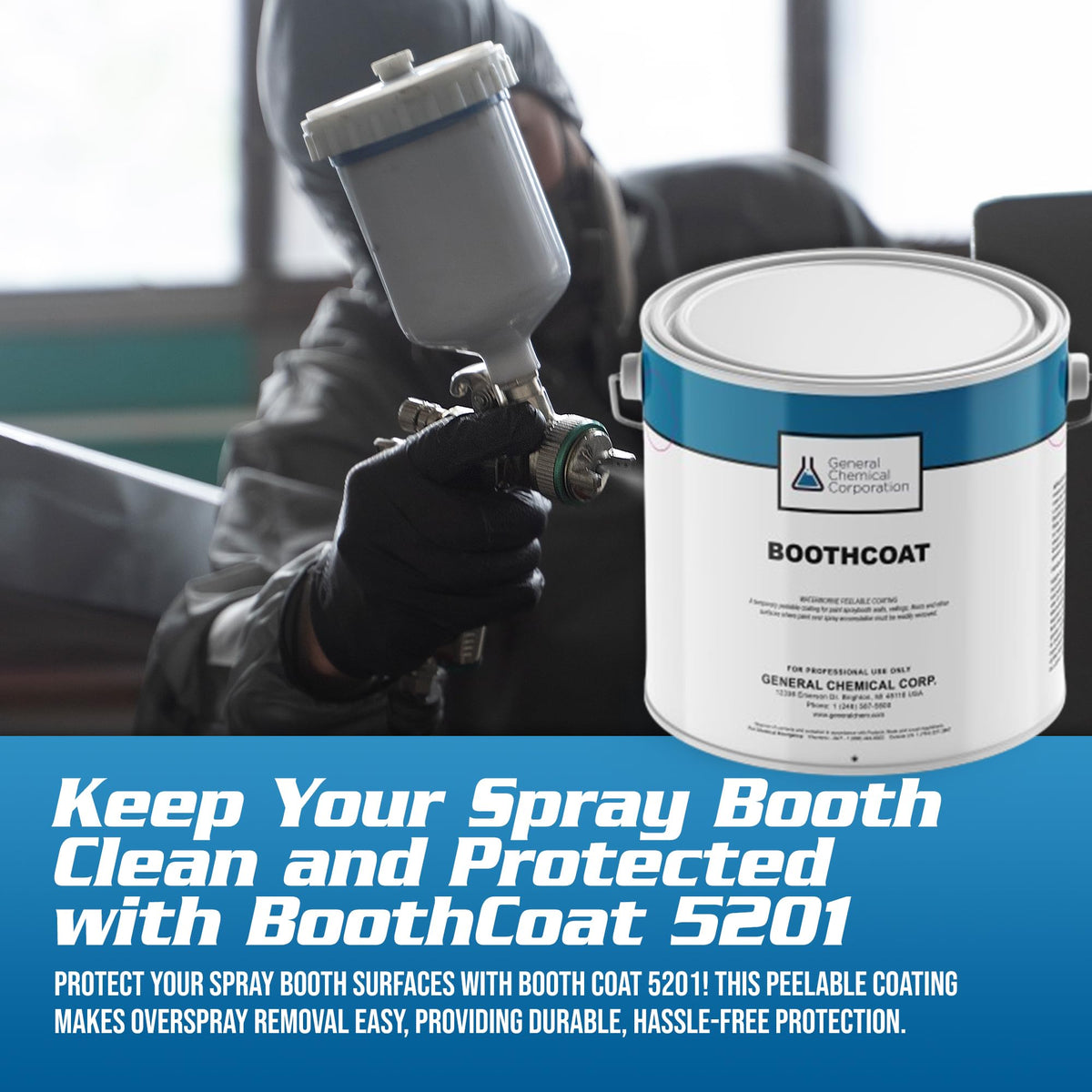 BoothCoat 5201 Peelable Spray Booth Wall and Floor Paint, 1 Gallon