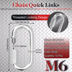 2.3IN Quick Link,Heavy Duty Locking Carabiner (12PCS,Silver)