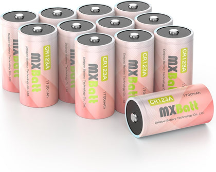 12 x CR123A 3V Lithium Battery, 1700mAh High Power, Non Rechargeable | 10-year shelf life