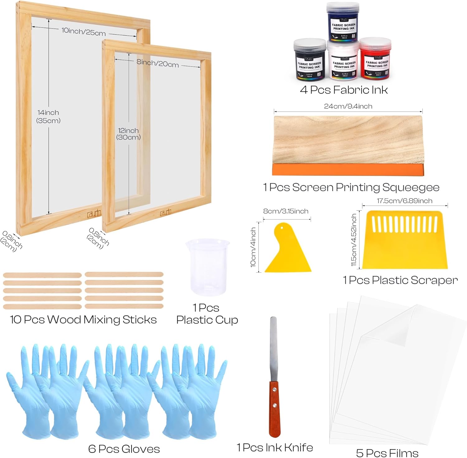 51PCS All-in-One Screen Printing Kit with 50W LED UV Screen Printing Light, 4 Colors Screen Printing Ink, Photo