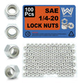 1/4-20 Nylon Insert Lock Nuts 100 Pack, 304 Stainless Steel Hardware Nuts