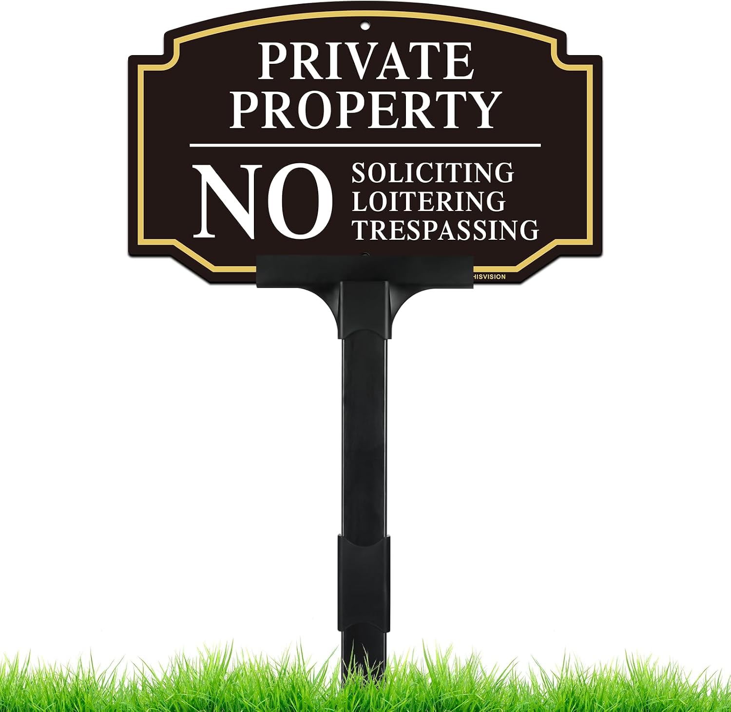 Private Property No Trespassing Sign With Adjustable Height Stake Set | No Soliciting Sign for House,10"x6" /38"