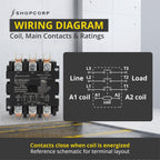 60 Amp AC Contactor, 3 Pole Contactor, 24V Coil, UL Recognized