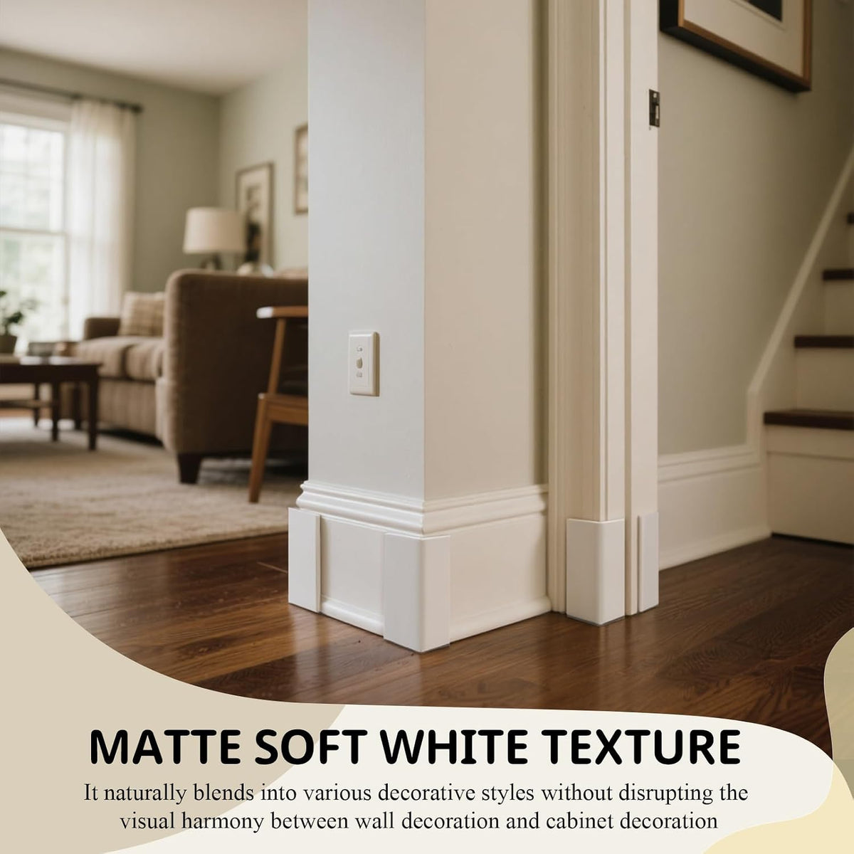 Baseboard Corner Protectors Self Adhesive, White, 8 Pcs