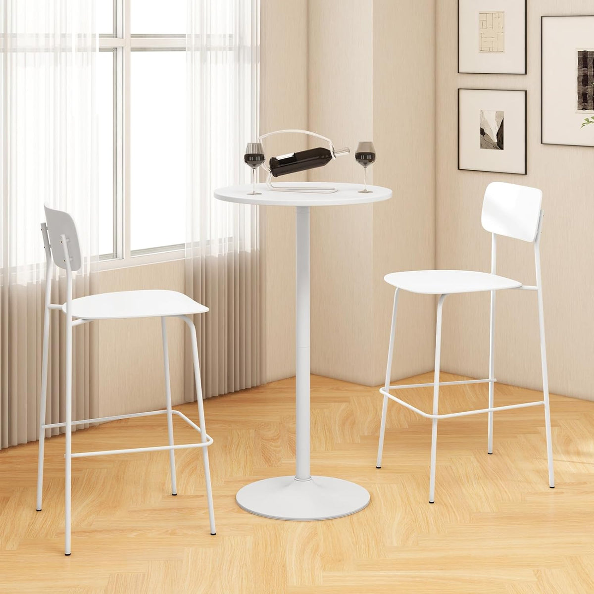 Round Bistro Table, Height Adjustable Bar Height Cocktail Table