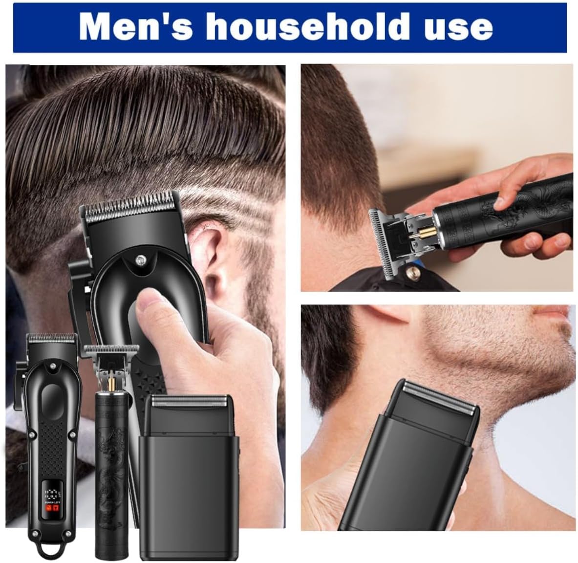 Hair Clippers for Men, Cordless Hair Cutting Kit with Trimmer Shaver | 3-in-1 cordless hair clippers set with