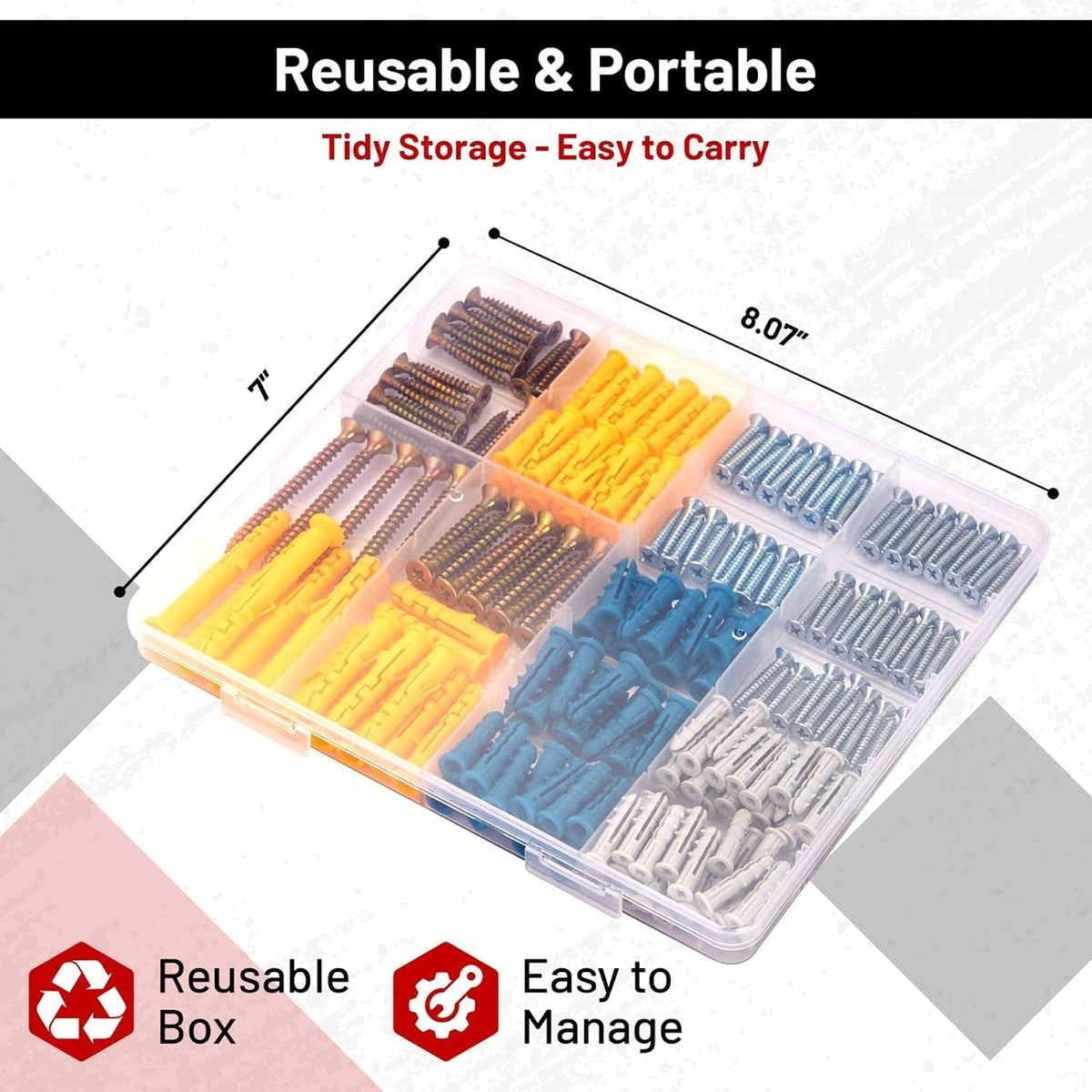 Self Drilling Drywall Kit Anchors, Screws and Bolts (270)