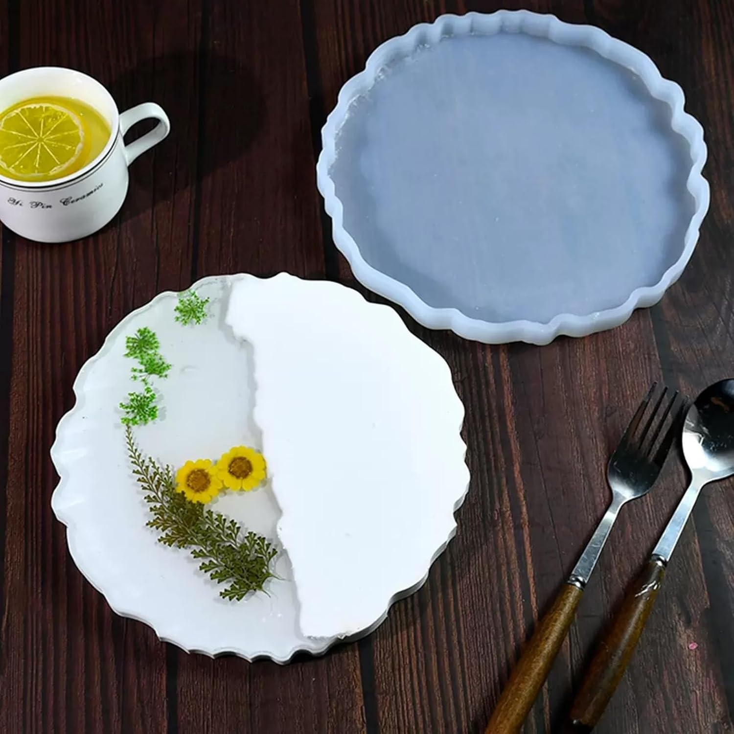 7.8inches Silicone Tray Mold, Geode Silicone Mold for Resin,Irregular Resin Casting Mold for Coaster, Jewelry Storage