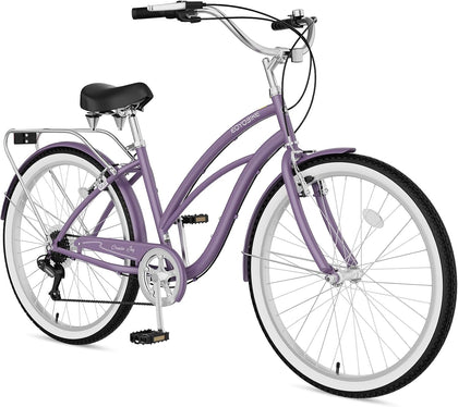 Beach Cruiser Bike -7 Speed Commuter Bicycle for Adult Men and Women, 24/26 Inch Wheels Comfortable City Bikes
