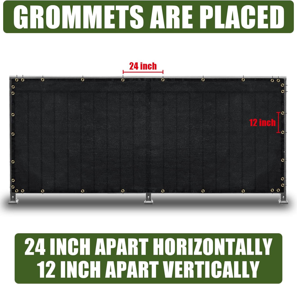 Black 6FT X 50FT Outdoor Privacy Screen Fence & Mesh Shade Net Cover, Ideal for Garden and Backyard - Enhances