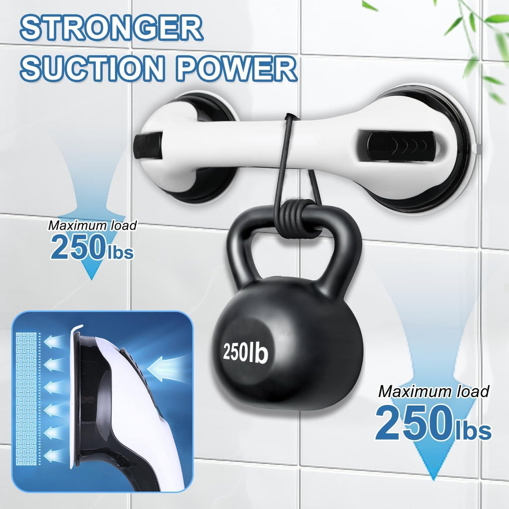 Grab Bars for Bathtubs and Showers, 2 Pack Shower Handle 12 Inch Strong Suction Shower Bar, Safety Bars for Shower