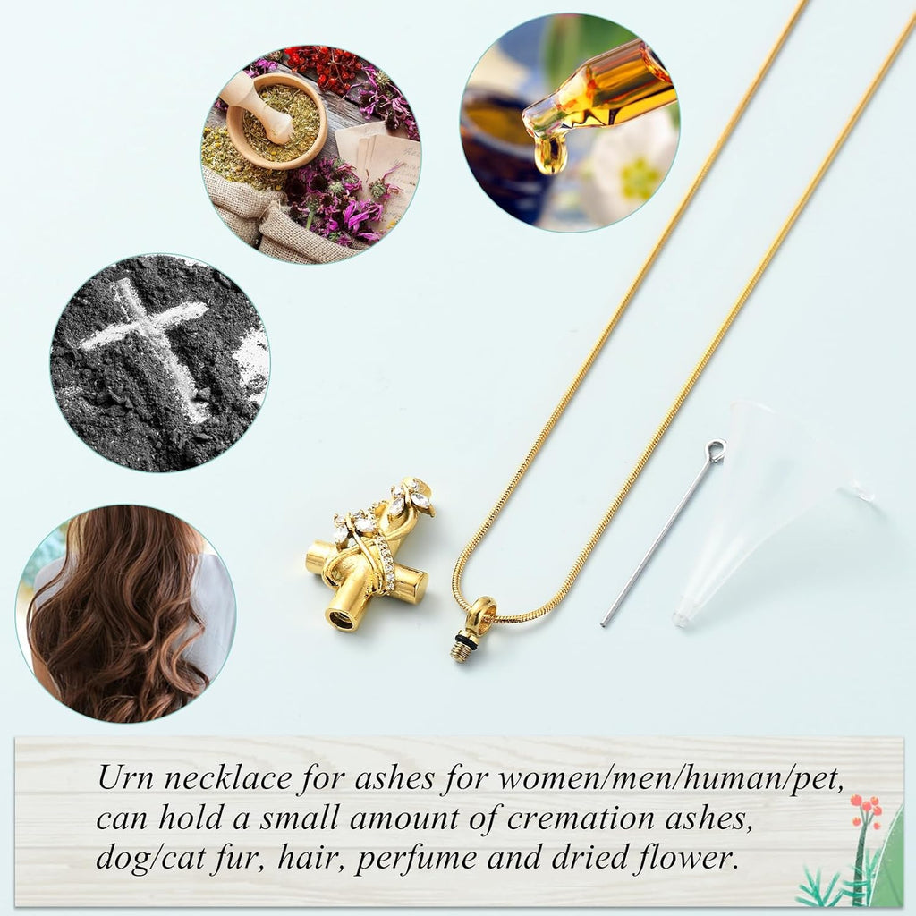 Butterfly Cross Urn Necklace for Ashes Men Women Cremation Jewelry Ashes Pendant for Human Memorial Ash Jewelry