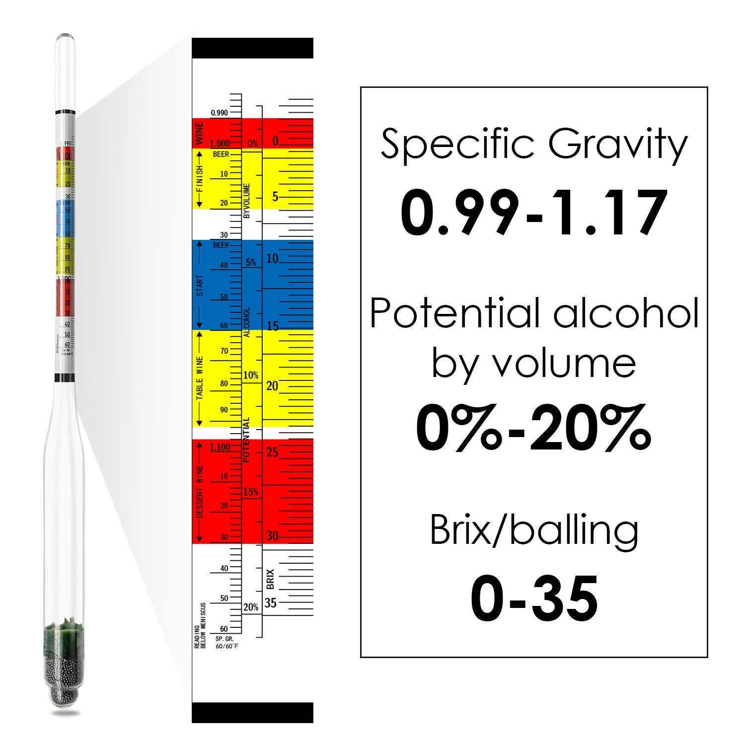 Triple Scale Alcohol Hydrometer(2 pcs)and Test Jar for Home Brew, Wine, Beer, Mead, Cider & Kombucha - Combo Set of