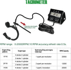 YOOREAL Digital Inductive Tach Hour Meter,RPM Gauge Meter Tachometer