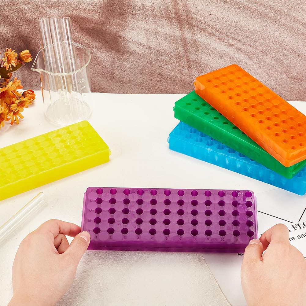 5PCS Polypropylene Microcentrifuge Tube Rack, Double Panel 60-Well Centrifuge Test Tube Holder for Chemistry