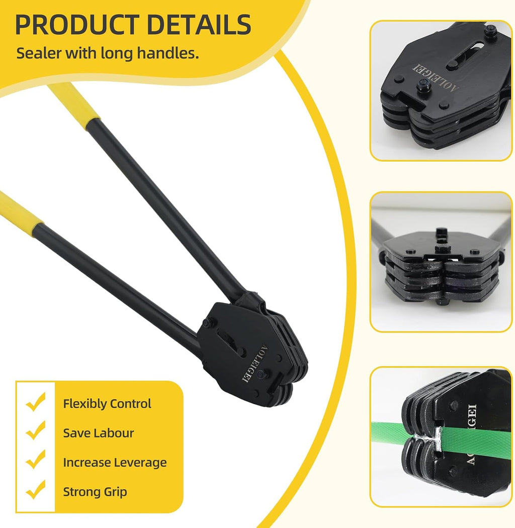Banding Strapping Kit, 5/8” x 1000’ Heavy Duty Pallet Strapping Kit >1500lbs Tensile Strength, Includes Banding Tool