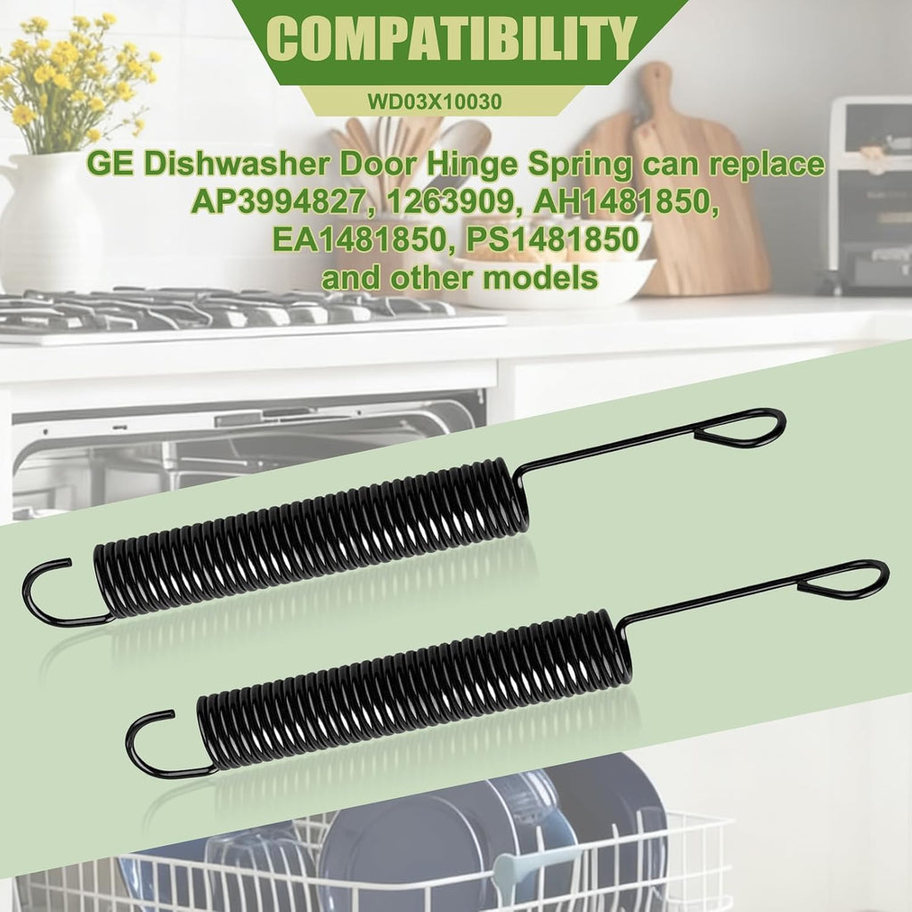 2-Pack WD03X10030 Universal Fit GE Dishwasher Door Hinge Spring - Restore Dishwasher Door Function, ge dishwasher spring，Replaces AP3994827, 1263909, AH1481850, EA1481850, PS1481850