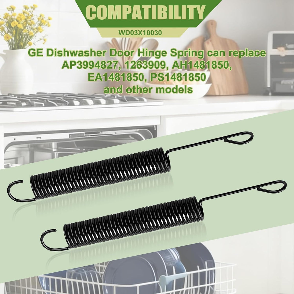 2-Pack WD03X10030 Universal Fit GE Dishwasher Door Hinge Spring - Restore Dishwasher Door Function, ge dishwasher spring，Replaces AP3994827, 1263909, AH1481850, EA1481850, PS1481850