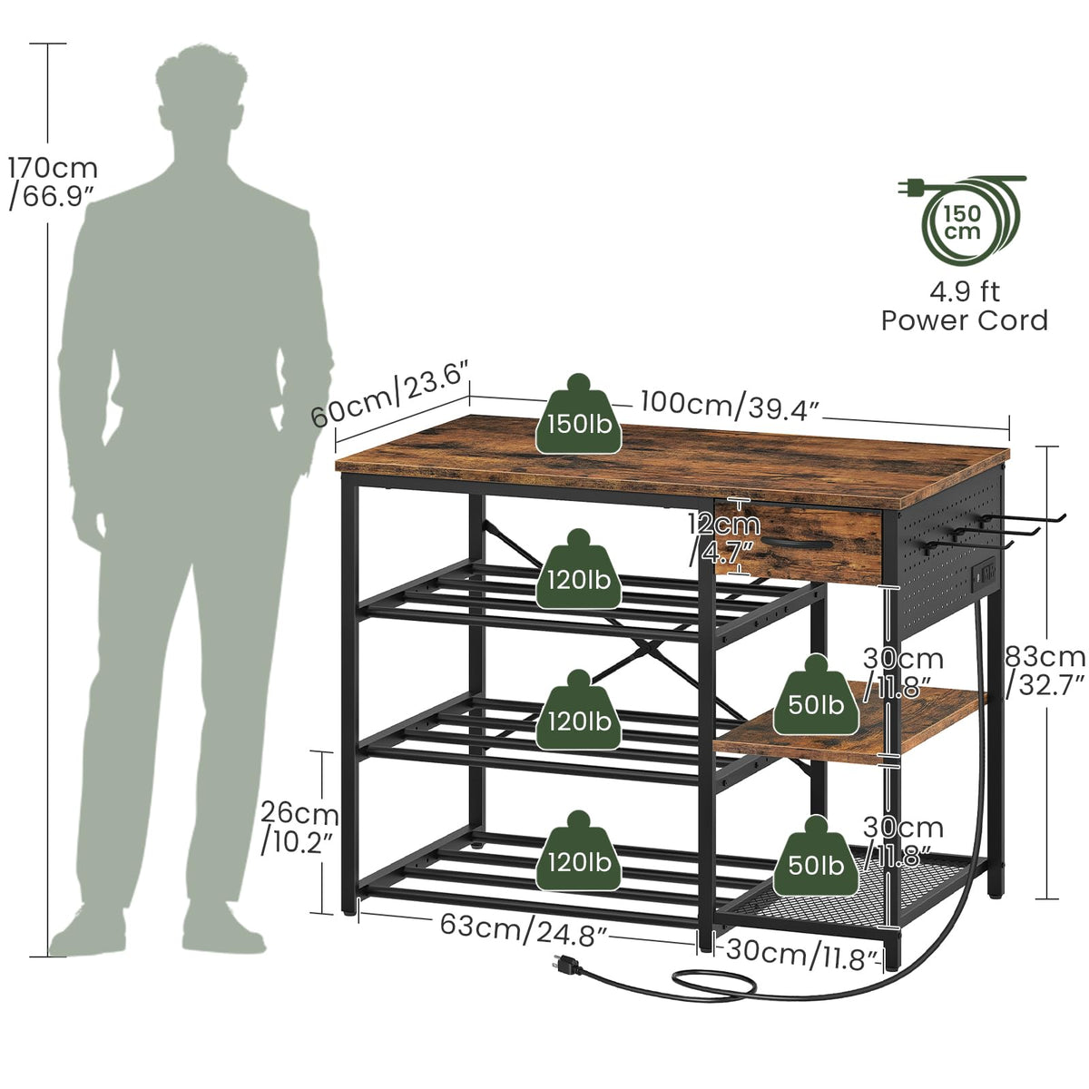 3D Printer Stand with Storage, 3-Tier Heavy Duty 3D Printer Table