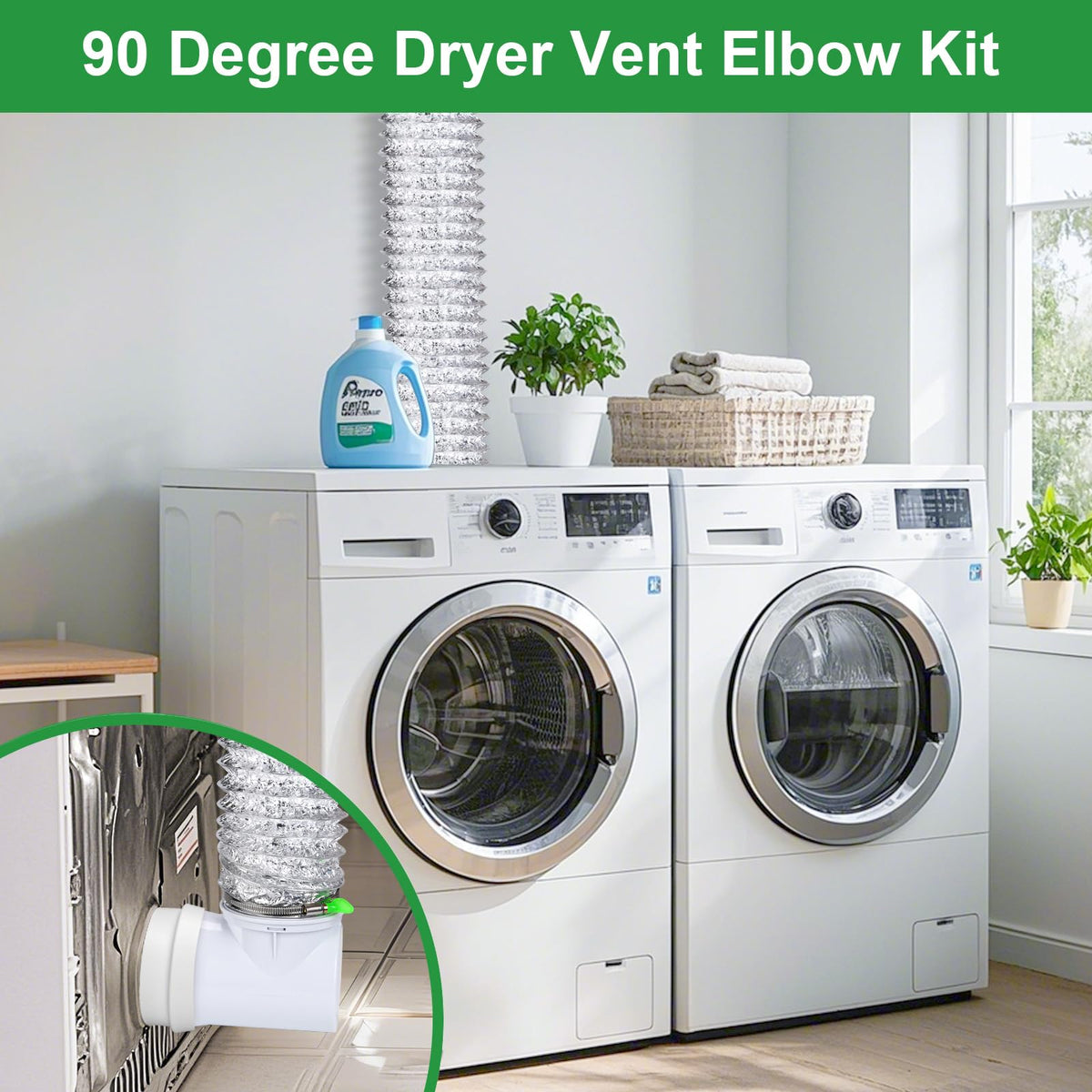 Upgraded 90 Degree Dryer Vent Elbow Kit for 4 Inch Dryer Duct Vent Hose.