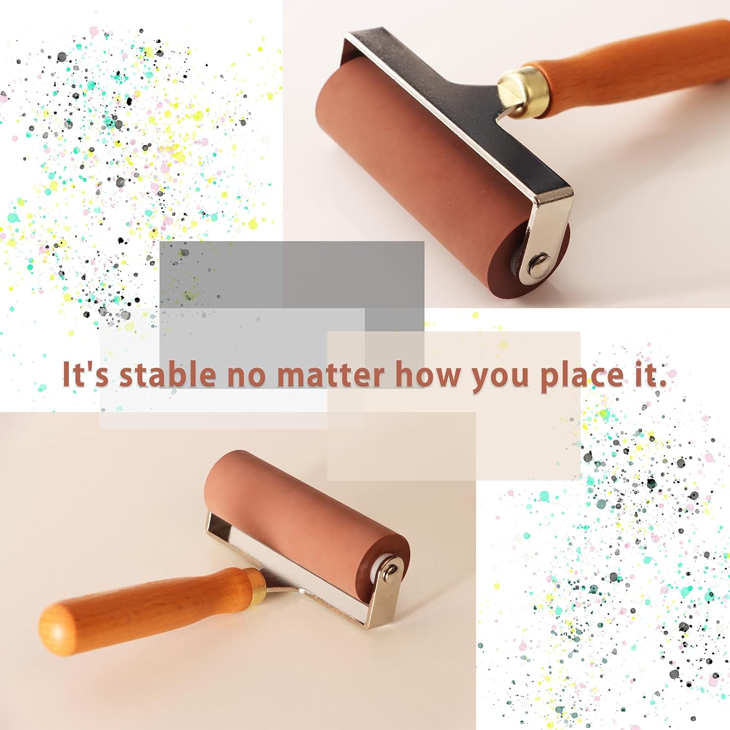 Brayer Floor Roller Vinyl Roller Rubber Roller Glue Laminate Roller,Anti Skid Tape Construction Tools for Boat