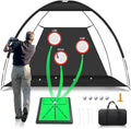 Golf Net, 10x7FT Golf Practice Net with Swing Mat, Golf Hitting Net for Backyard Driving, Indoor/Outdoor Training