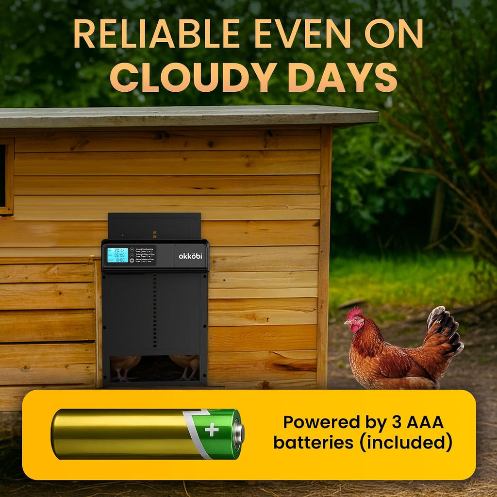 Chicken Coop Door Lite, Battery Powered with Timer and Manual Modes