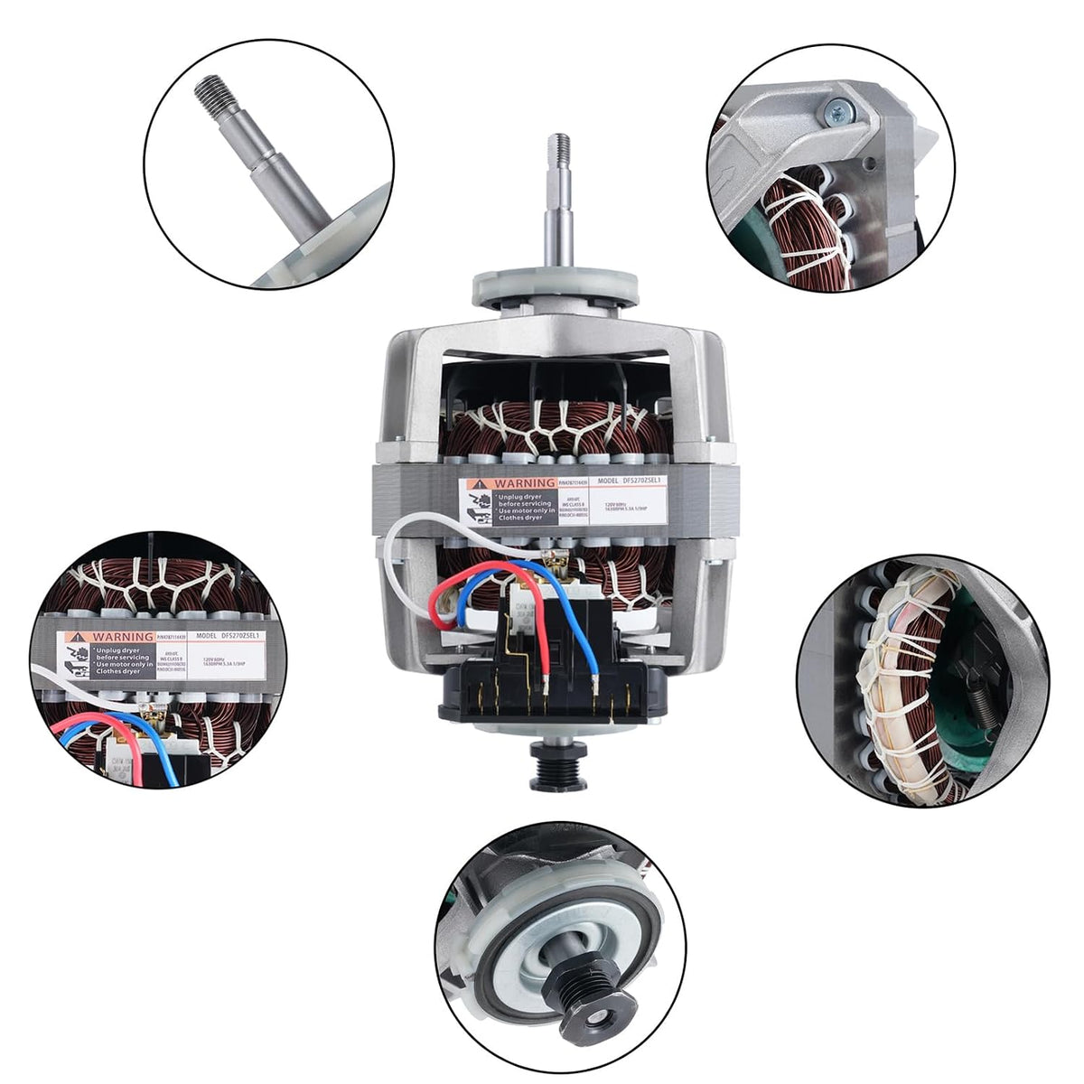 DFS270ZSEL1 Dryer Motor for Samsung DV42H5000EW/A3, DV45H7000EW/A2, DV42H5200EW/A3, DV42H5200GF/A3, DV40J3000EW/A2, DV365ETBGWR/A3, DV48H7400EW/A2, Replacement DC31-00055G.