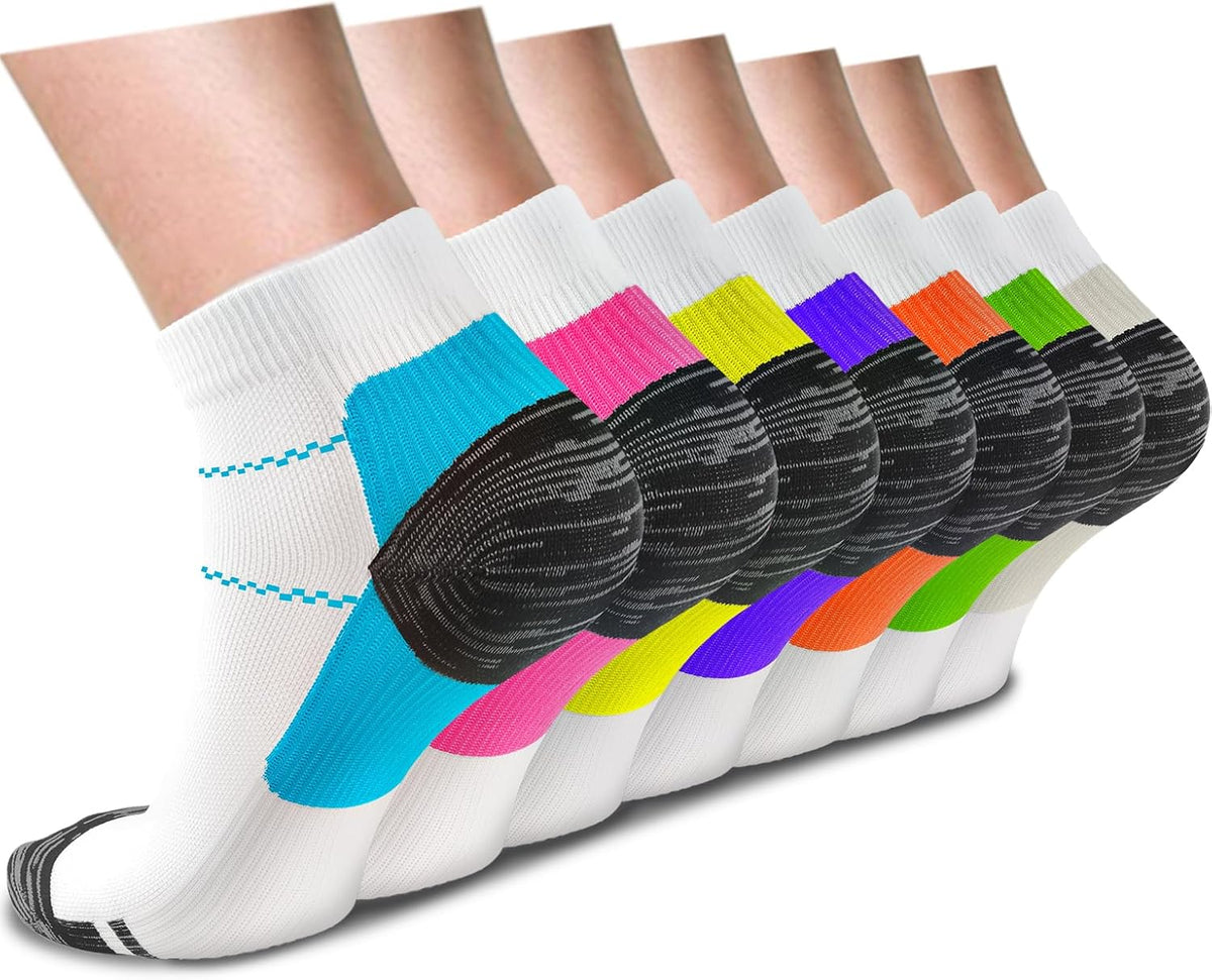 Ankle Compression Socks for Women Men - 5/7 Pairs Plantar Fasciitis Socks