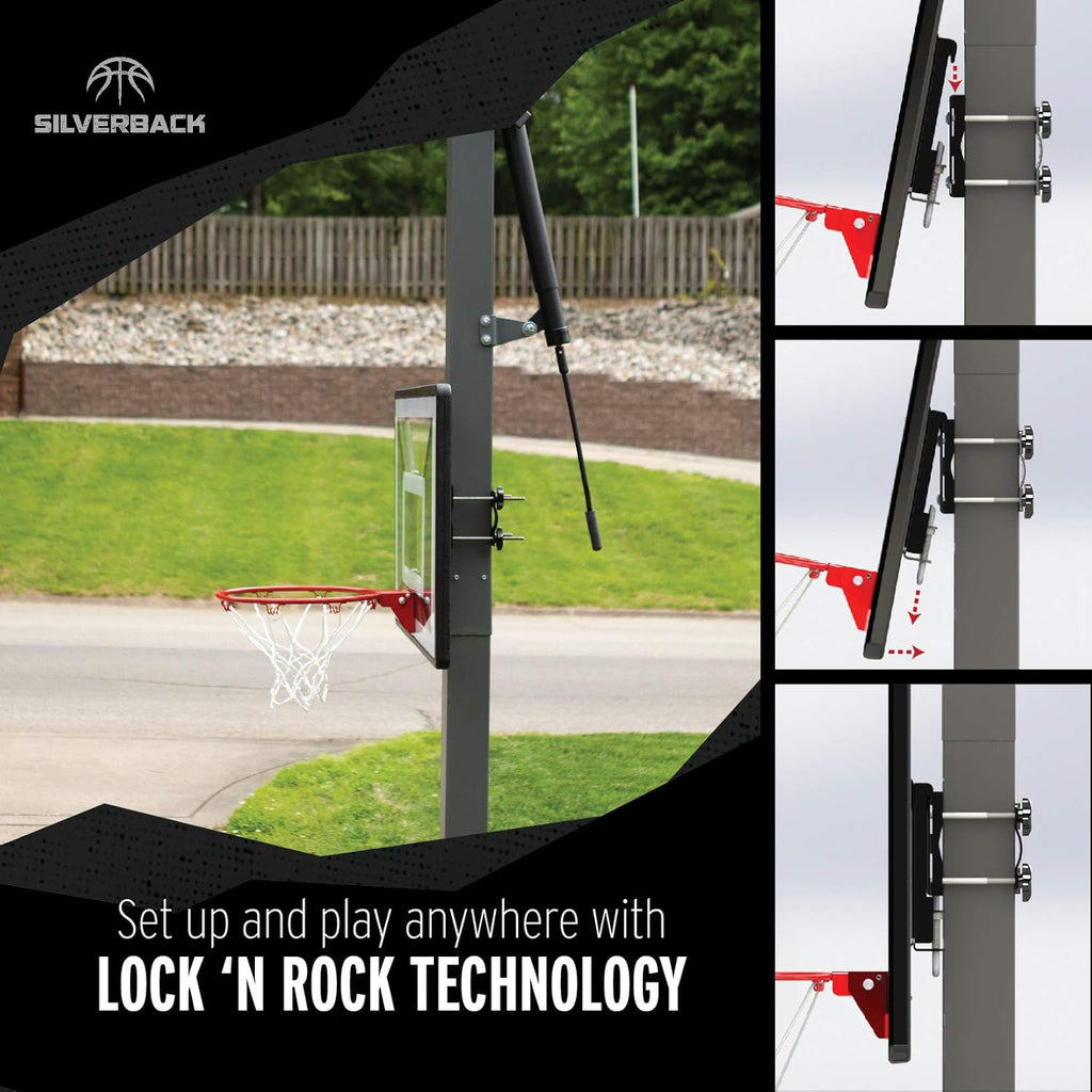 Junior Youth 33" Basketball Hoop with Lock ‘n Rock Mounting Technology Mounts to Round and Vertical Poles, Black