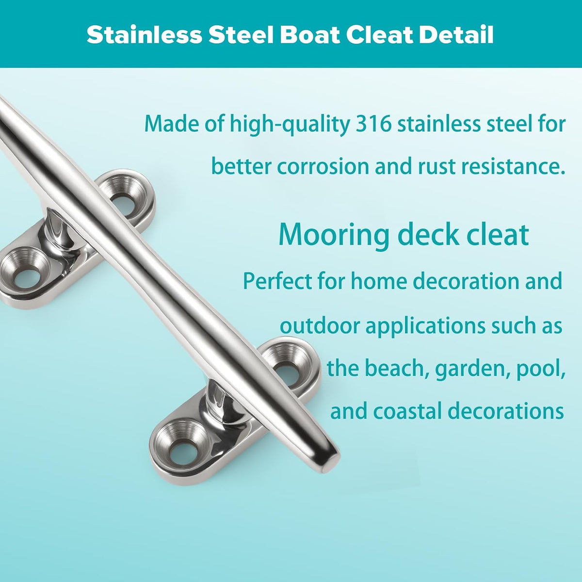 ZOMCHAIN 4/5/6 Inch Boat Cleat - Open Base 316 Stainless Steel Dock Cleat,Marine Cleat Rope Cleat, Mooring Accessories with Screws for Boats,Kayak, Marine, Deck, Nautical Decor(2,4,6 Pack)