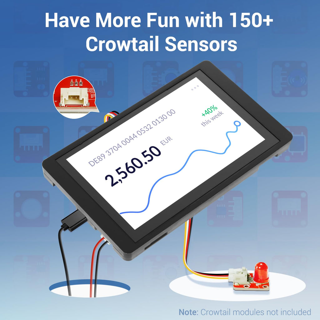 ESP32 Display 5 Inch HMI Basic RGB TFT LCD Touch Screen with Acrylic Case