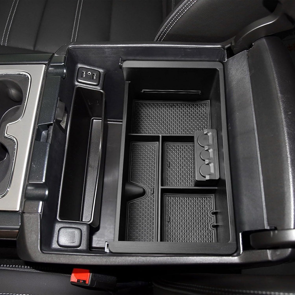 EDBETOS Center Console Organizer Tray Compatible with GMC Sierra 1500 Accessories/Silverado 1500 2014-2018 / Silverado 2500/3500 HD 15-19 /Suburban/Tahoe/Yukon 15-20 Armrest Storage Box (Black Trim)