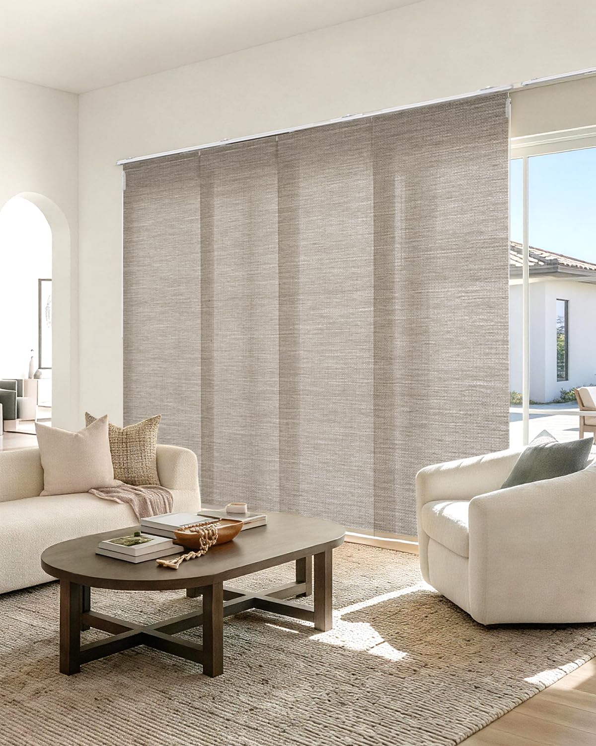 Woven Texture Paper Vertical Blinds, SleekLoom Dove Grey