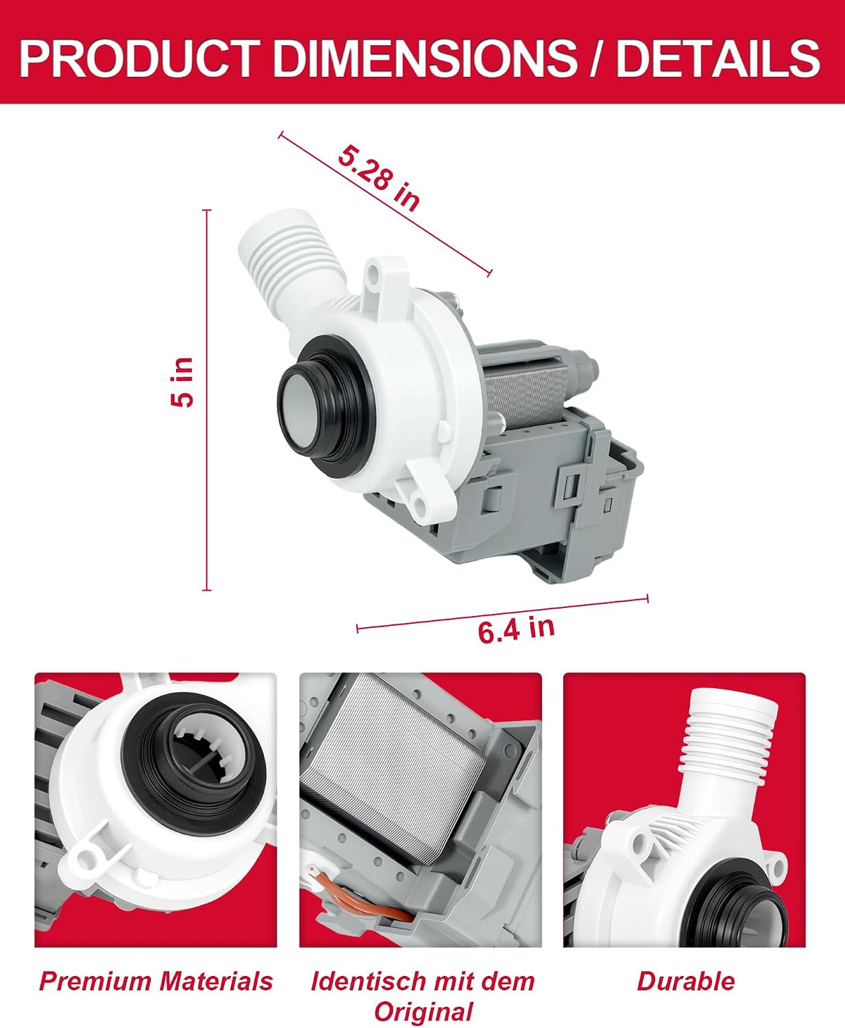 CAE2745FQ0 CAE2745FQ1 MVWP575GW0 Washer Drain Pump Fit for Whirlpool