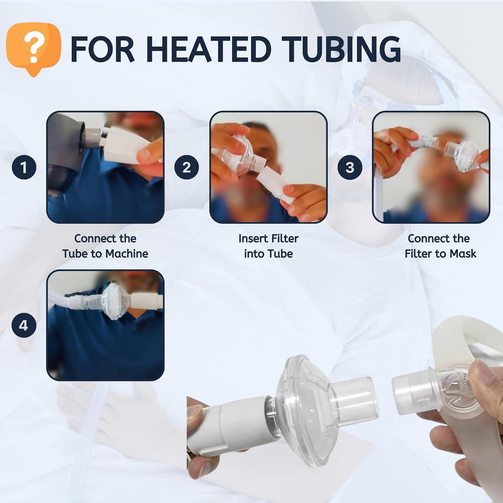 12-Pack Universal CPAP Inline Viral Filter for ResMed, Dreamstation CPAP BiPAP Machines Standard Tubing Outlet 22 mm