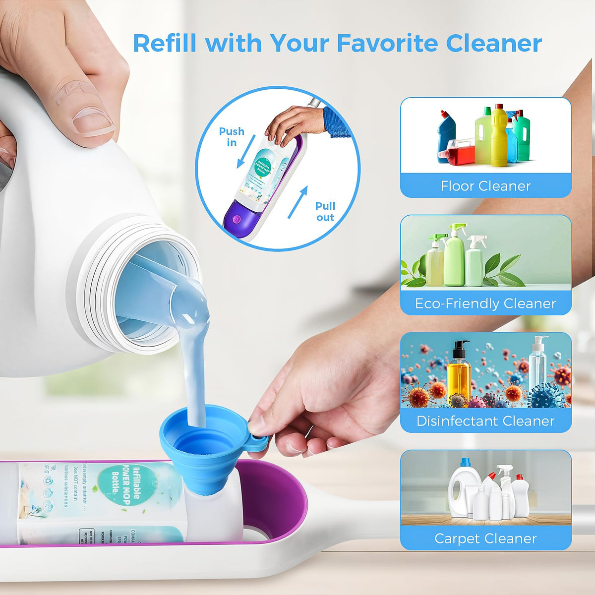 Power Mop Refillable Bottle for Swiffer PowerMop Multi-Surface Mop