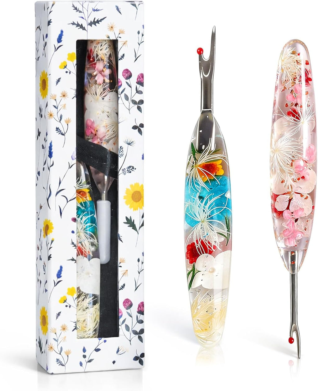 Seam Ripper Set, Small & Large Stitch Remover Tools with Resin Handles, Thread Pick Seam Cutter for Sewing, Stitch