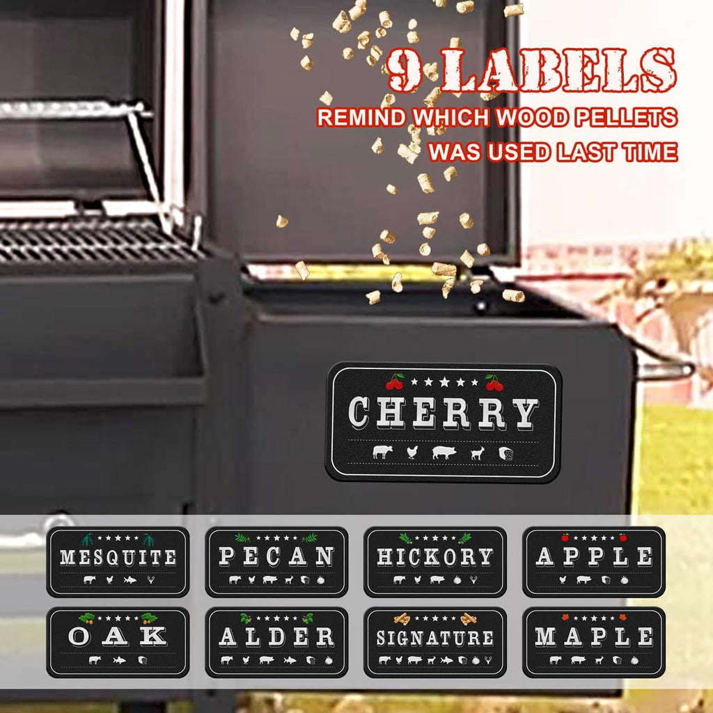 Wood Pellets for Smoker - Magnet Labels, Accessories for Pellet Smoker Grill, Metal Material, Frosted Design, Perfect