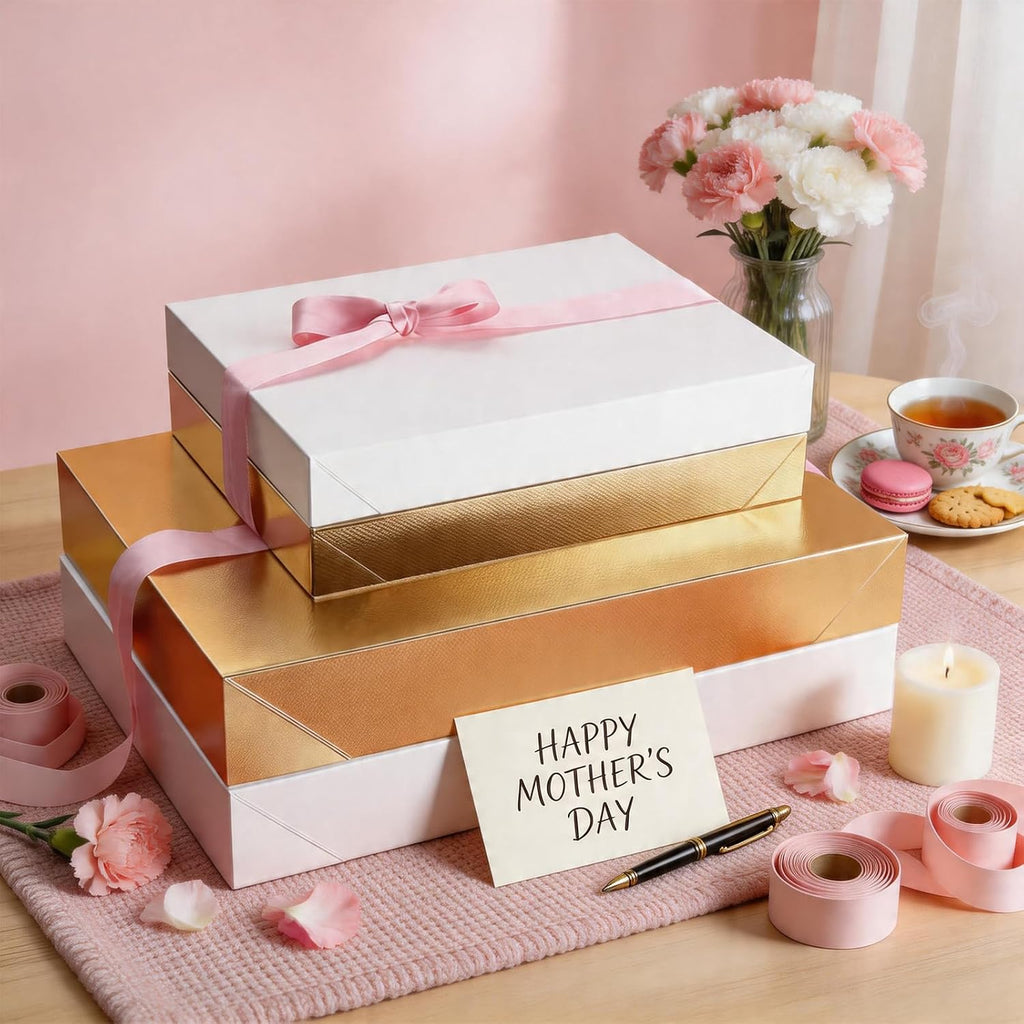 12 Gift Boxes with Lids 11x8.5x1.5 Inch Gold Shirt Boxes