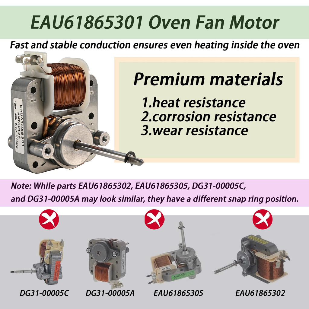 EAU61865301 Convection Fan Motor, Compatible with LG Oven Blower Motor, Compatible with LRE3193ST LRE3085ST LRE3193BM, Replacement Part Number EAU60722701 2666419 AP5679700 PS7791924 STPD00051624