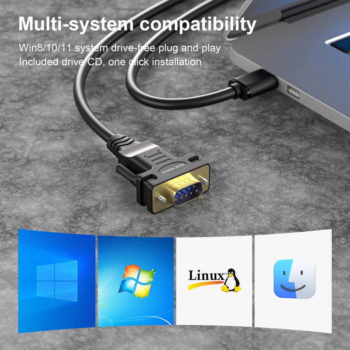 USB to RS232, USB Serial Adapter with FTDI Chipset,USB 2.0 to Male DB9 Serial Cable for Windows 11,10, 8, 7, Vista, XP, 2000, Linux and Mac OS(6ft)…