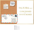 Cork Board White Board Combo, Small Size 10.6" x 14.6" Magnetic Dry Erase Board/Bulletin Combination Board, Gold