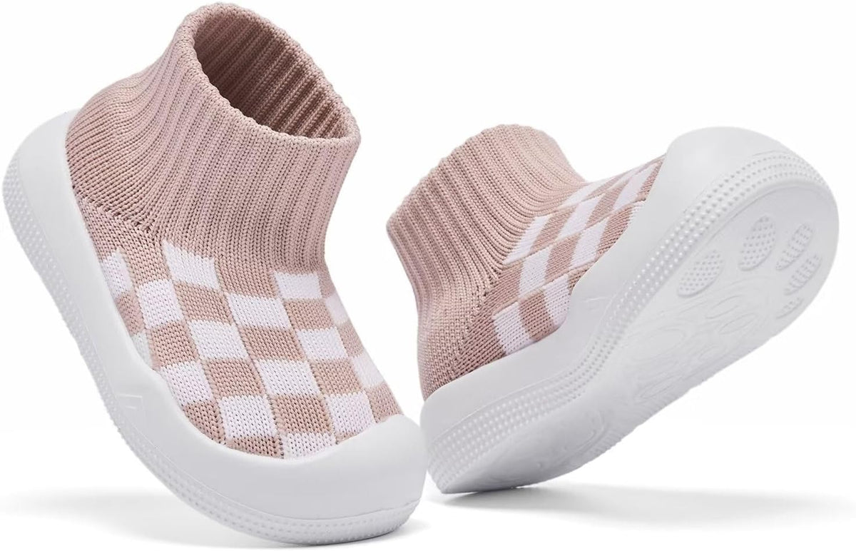 Baby Boy Girl Non-Skid Indoor Infant Walking Shoes Breathable Warm Elastic Sock Shoes with Memory Sole Protect Toes