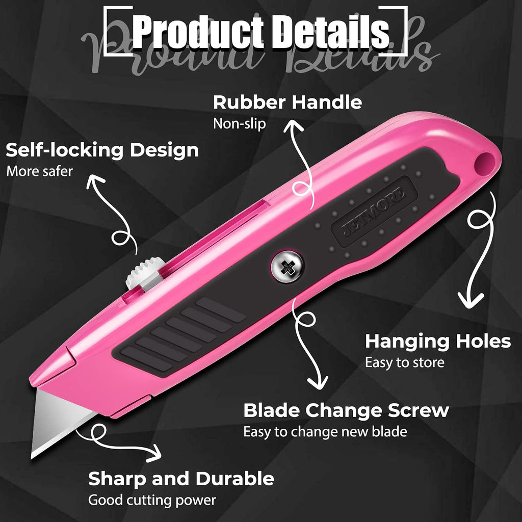 Box Cutter, 2 Pack Pink Utility Knife, Razor Knife, Box Opener